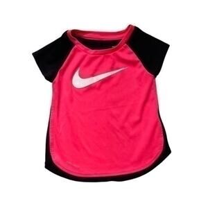 Nike Dri-Fit T-shirt Short Sleeve Logo Top Girl’s Size 2-3 Tee pink black